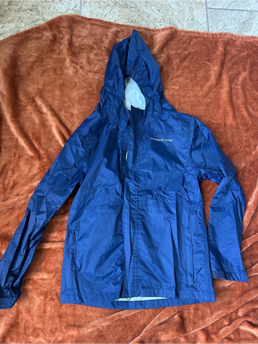 Vineyard Vines Royal Blue Hooded Rain Jacket